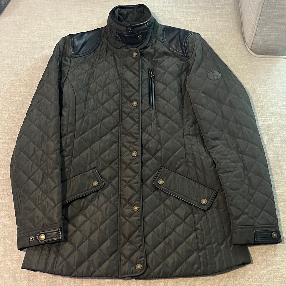 Lauren Ralph Lauren Quilted Utility Barn Jacket - olive green XS